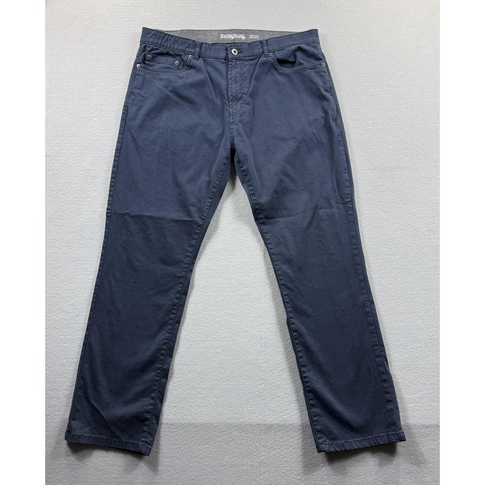 OneDayAway Pants Mens 38x30 (Fits‎ 37x29) Blue Chino Regular Fit Stretch Casual